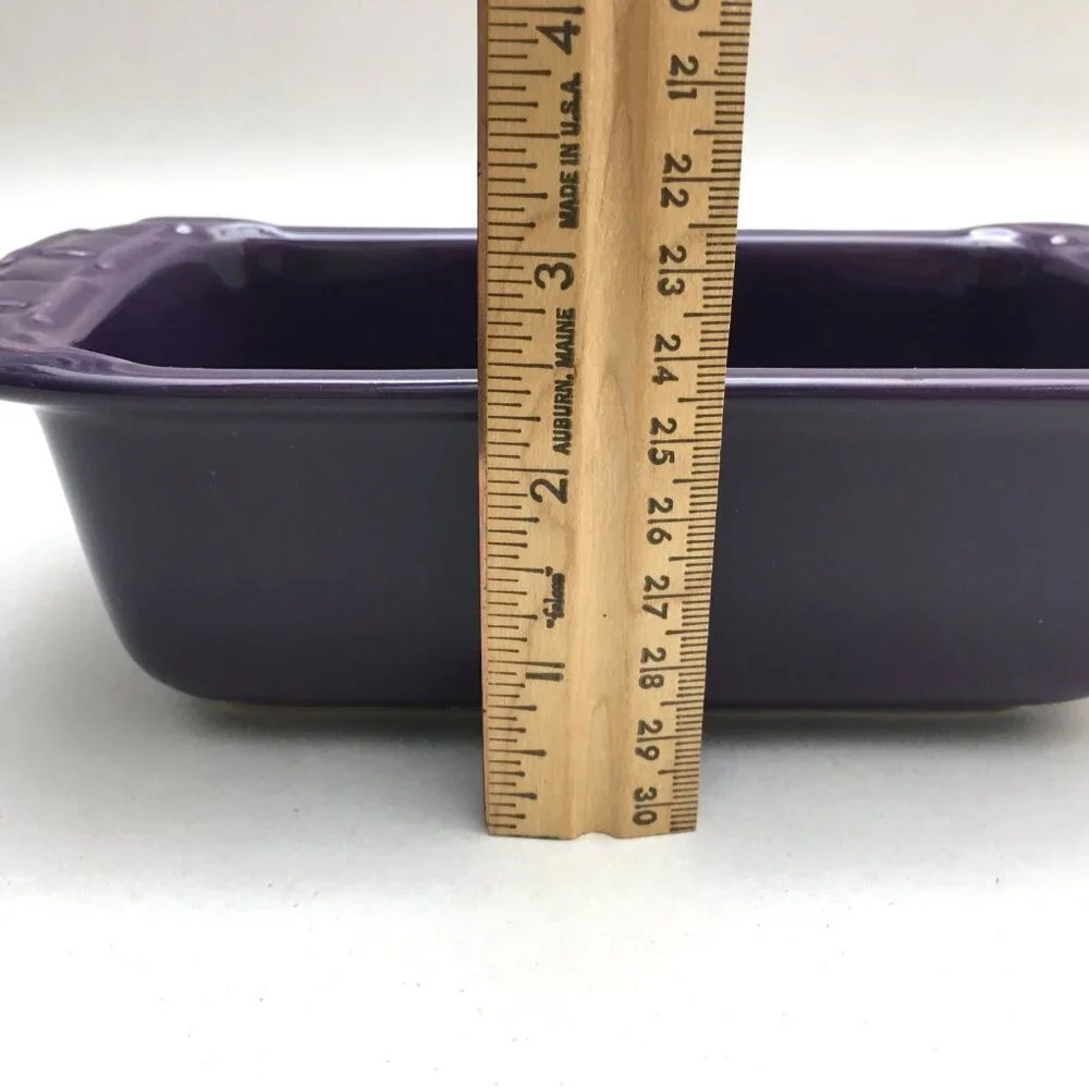 Longaberger Pottery Eggplant Purple Mini Loaf Dish Woven Traditions Bakeware